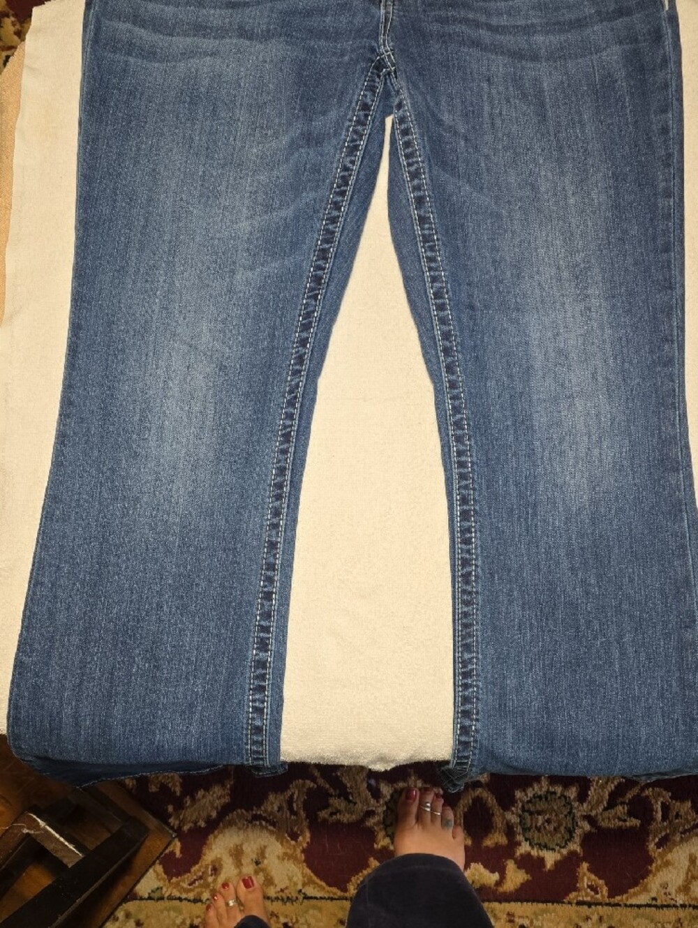 Harley-Davidson Blue Boot Cut Jeans with Wing Embroidery - Picture 8 of 13